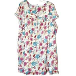 Pink K 4X Floral Peasant Top Boho Cotton Blouse Crochet Trim Plus Size